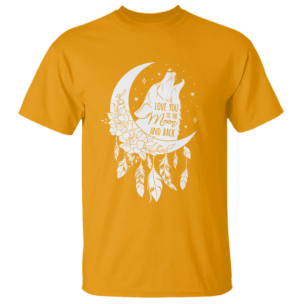 Valentine's Day T Shirt Love You To The Moon And Back Wolf TS09 Gold Printyourwear
