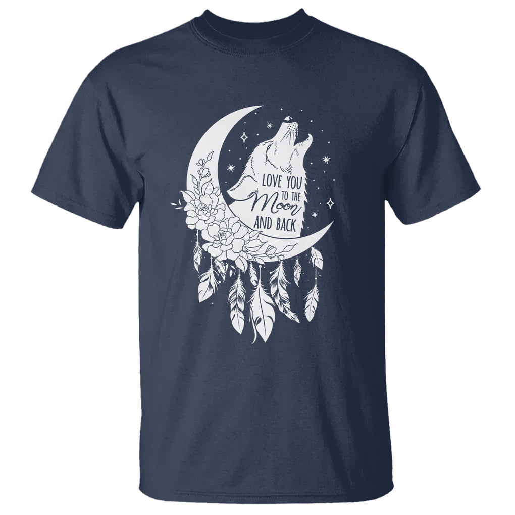 Valentine's Day T Shirt Love You To The Moon And Back Wolf TS09 Navy Printyourwear