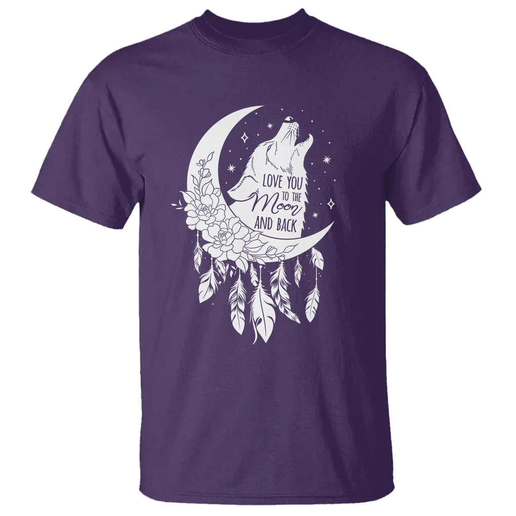 Valentine's Day T Shirt Love You To The Moon And Back Wolf TS09 Purple Printyourwear