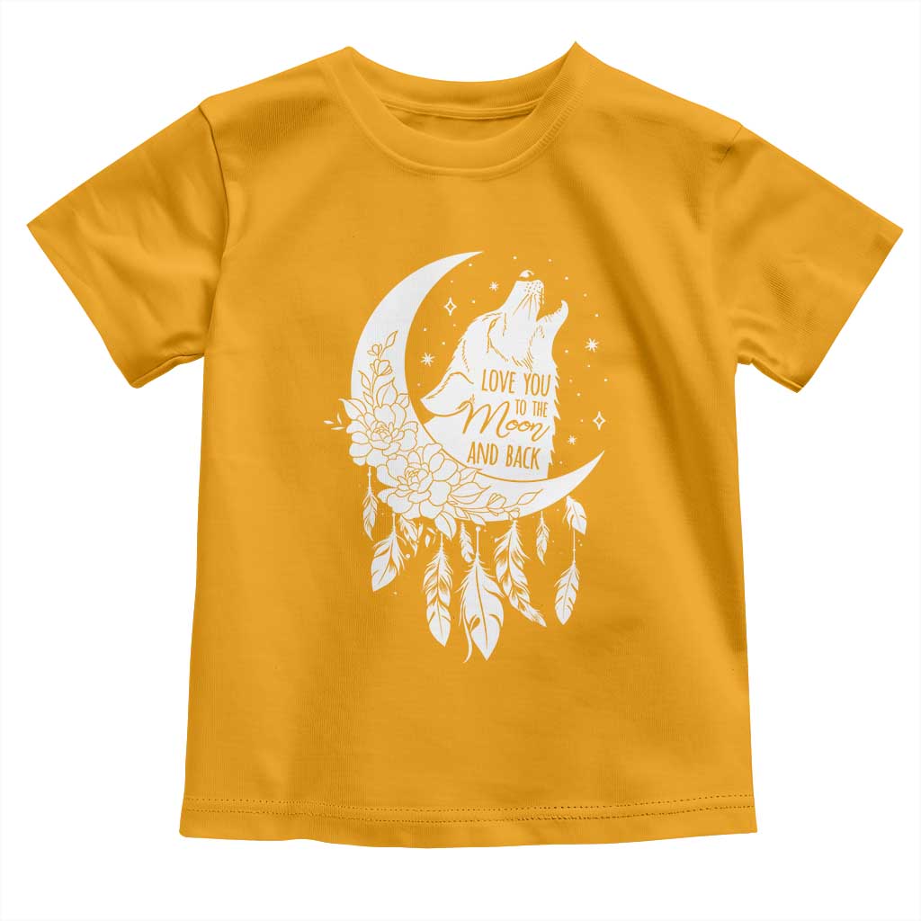 Valentine's Day Toddler T Shirt Love You To The Moon And Back Wolf TS09 Gold Print Your Wear