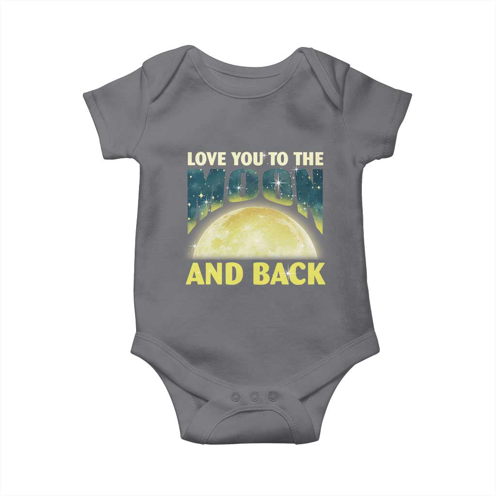 Valentine's Day Baby Onesie Love You To The Moon And Back TS09 Charcoal Print Your Wear
