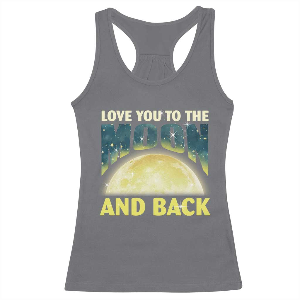 Valentine's Day Racerback Tank Top Love You To The Moon And Back TS09 Charcoal Print Your Wear