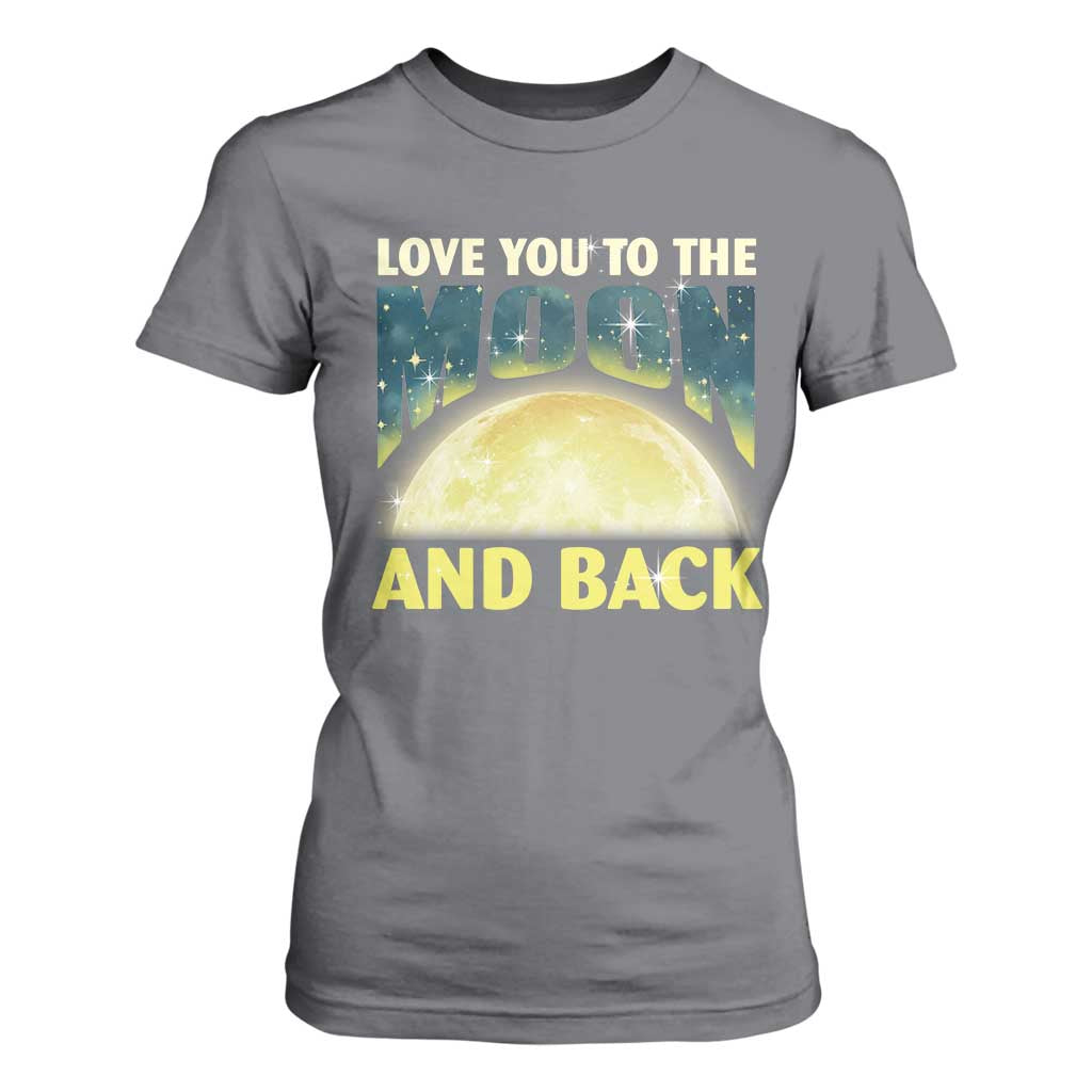 Valentine's Day T Shirt For Women Love You To The Moon And Back TS09 Charcoal Print Your Wear