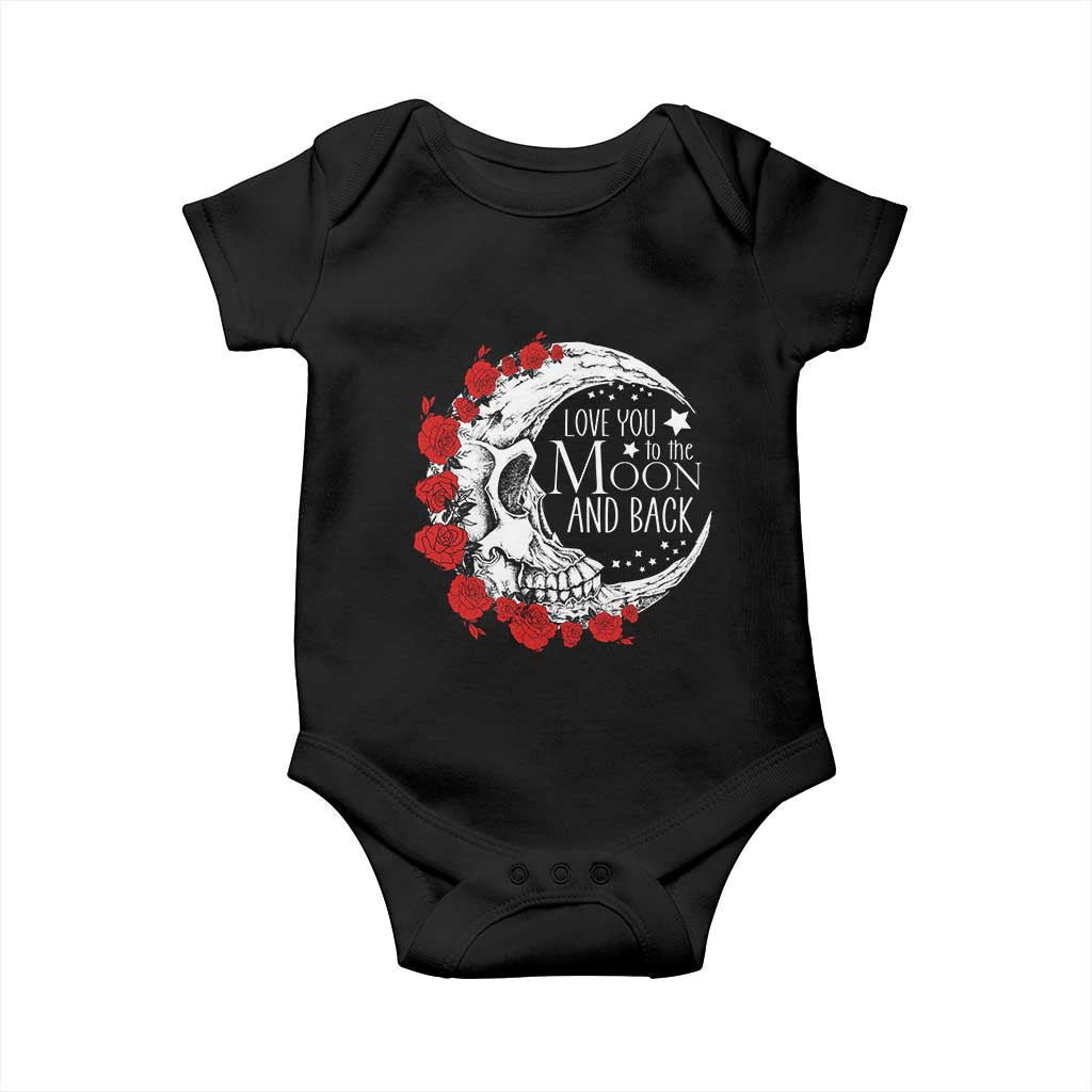 Valentine's Day Baby Onesie Love You To The Moon And Back Skull Rose TS09 Black Print Your Wear