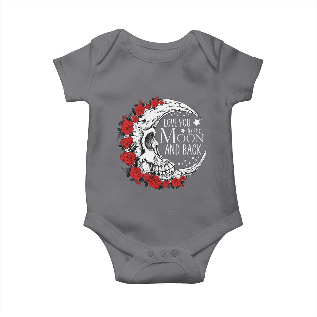 Valentine's Day Baby Onesie Love You To The Moon And Back Skull Rose TS09 Charcoal Print Your Wear