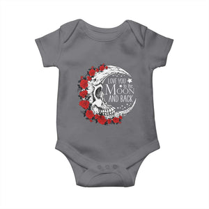 Valentine's Day Baby Onesie Love You To The Moon And Back Skull Rose TS09 Charcoal Print Your Wear