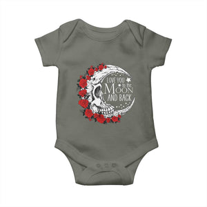 Valentine's Day Baby Onesie Love You To The Moon And Back Skull Rose TS09 Military Green Print Your Wear