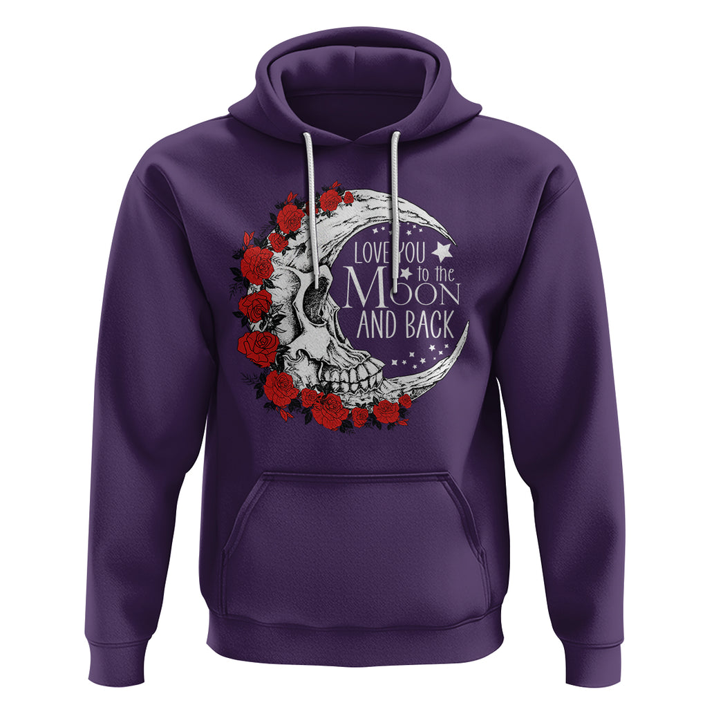 Valentine's Day Hoodie Love You To The Moon And Back Skull Rose TS09 Purple Printyourwear