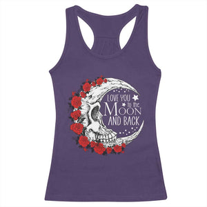 Valentine's Day Racerback Tank Top Love You To The Moon And Back Skull Rose TS09 Purple Print Your Wear