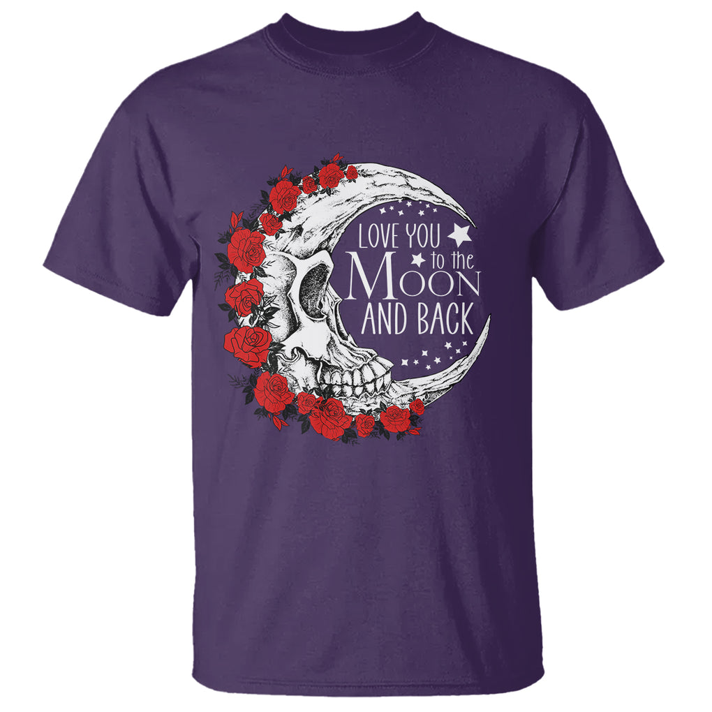 Valentine's Day T Shirt Love You To The Moon And Back Skull Rose TS09 Purple Printyourwear