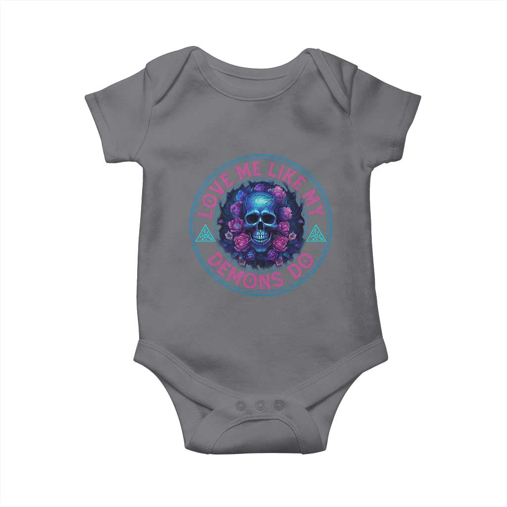Valentine's Day Baby Onesie Love Me Like My Demons Do Skull Rose Aesthestic TS09 Charcoal Print Your Wear