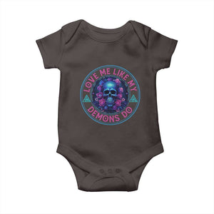 Valentine's Day Baby Onesie Love Me Like My Demons Do Skull Rose Aesthestic TS09 Dark Chocolate Print Your Wear
