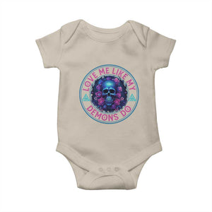 Valentine's Day Baby Onesie Love Me Like My Demons Do Skull Rose Aesthestic TS09 Sand Print Your Wear