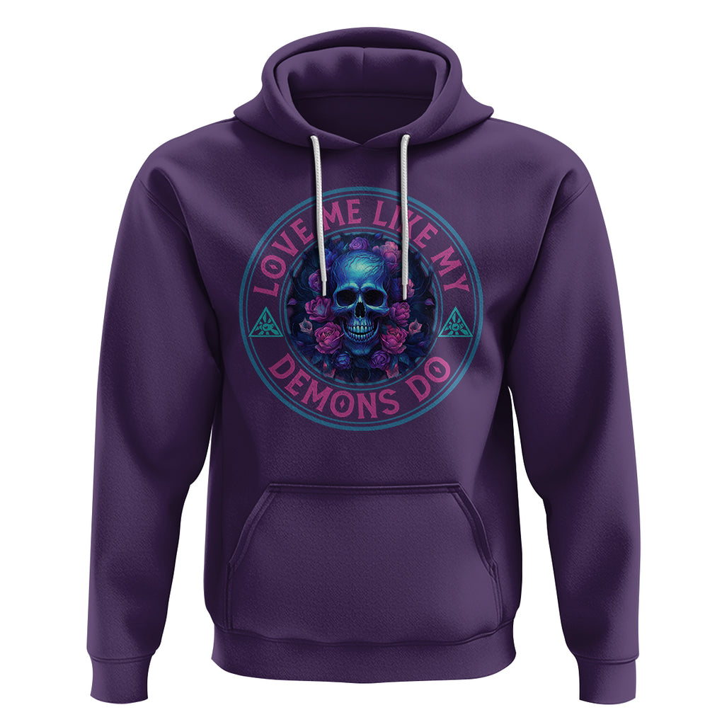 Valentine's Day Hoodie Love Me Like My Demons Do Skull Rose Aesthestic TS09 Purple Printyourwear
