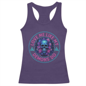 Valentine's Day Racerback Tank Top Love Me Like My Demons Do Skull Rose Aesthestic TS09 Purple Print Your Wear