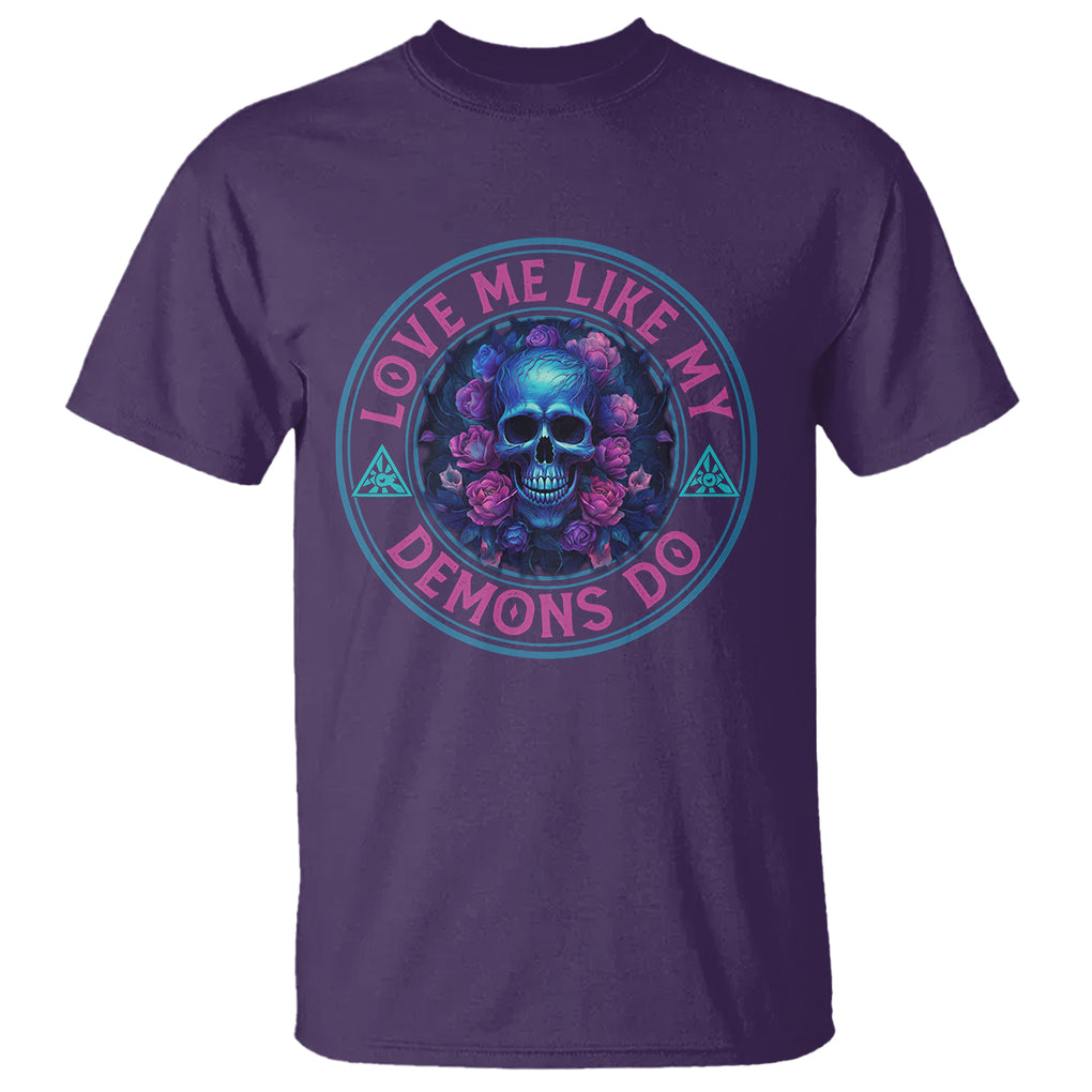Valentine's Day T Shirt Love Me Like My Demons Do Skull Rose Aesthestic TS09 Purple Printyourwear