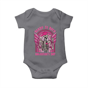 Skeleton Ready To Rock Valentine's Day Baby Onesie TS09 Charcoal Print Your Wear