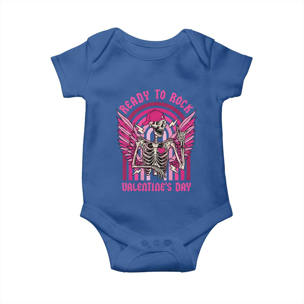 Skeleton Ready To Rock Valentine's Day Baby Onesie TS09 Royal Blue Print Your Wear