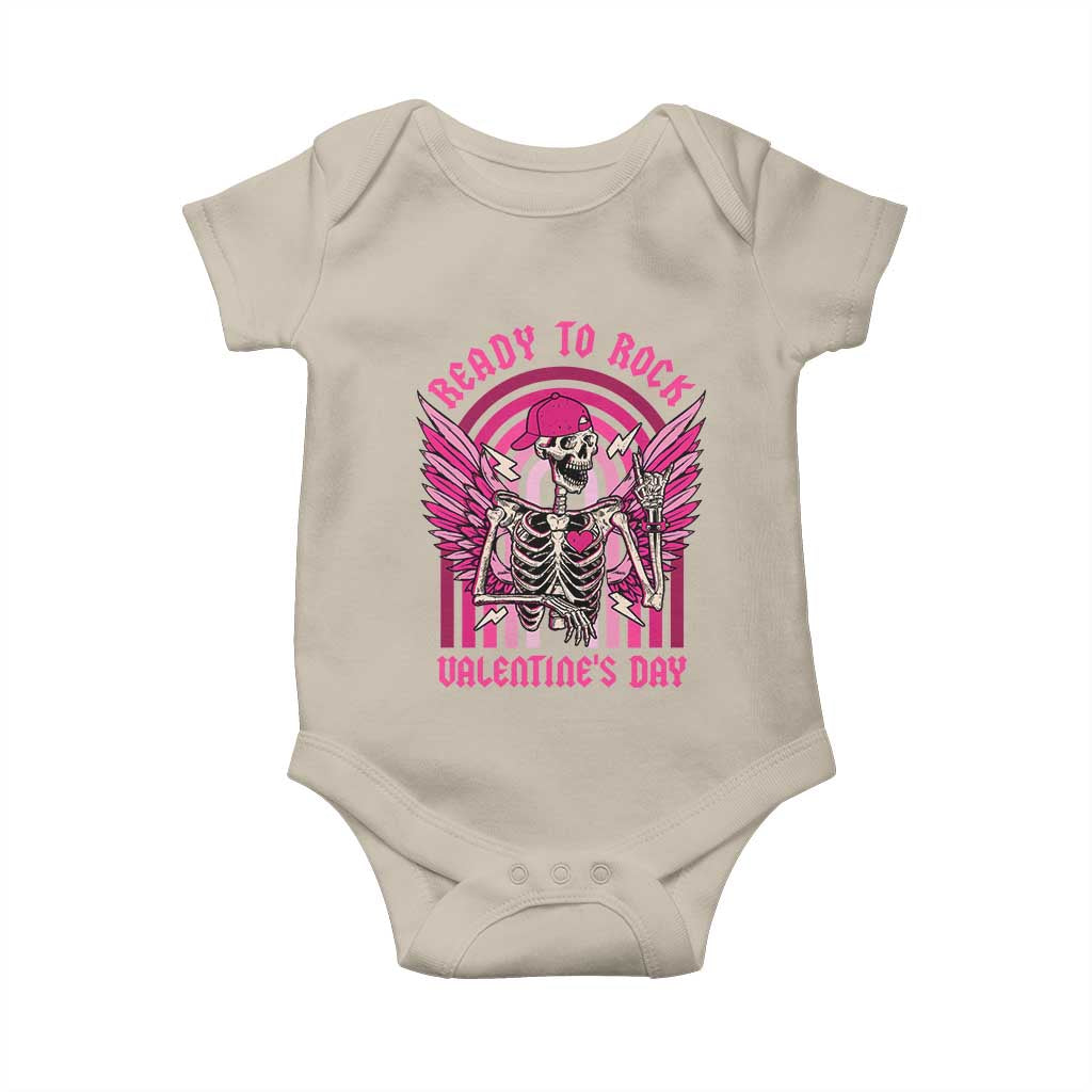 Skeleton Ready To Rock Valentine's Day Baby Onesie TS09 Sand Print Your Wear