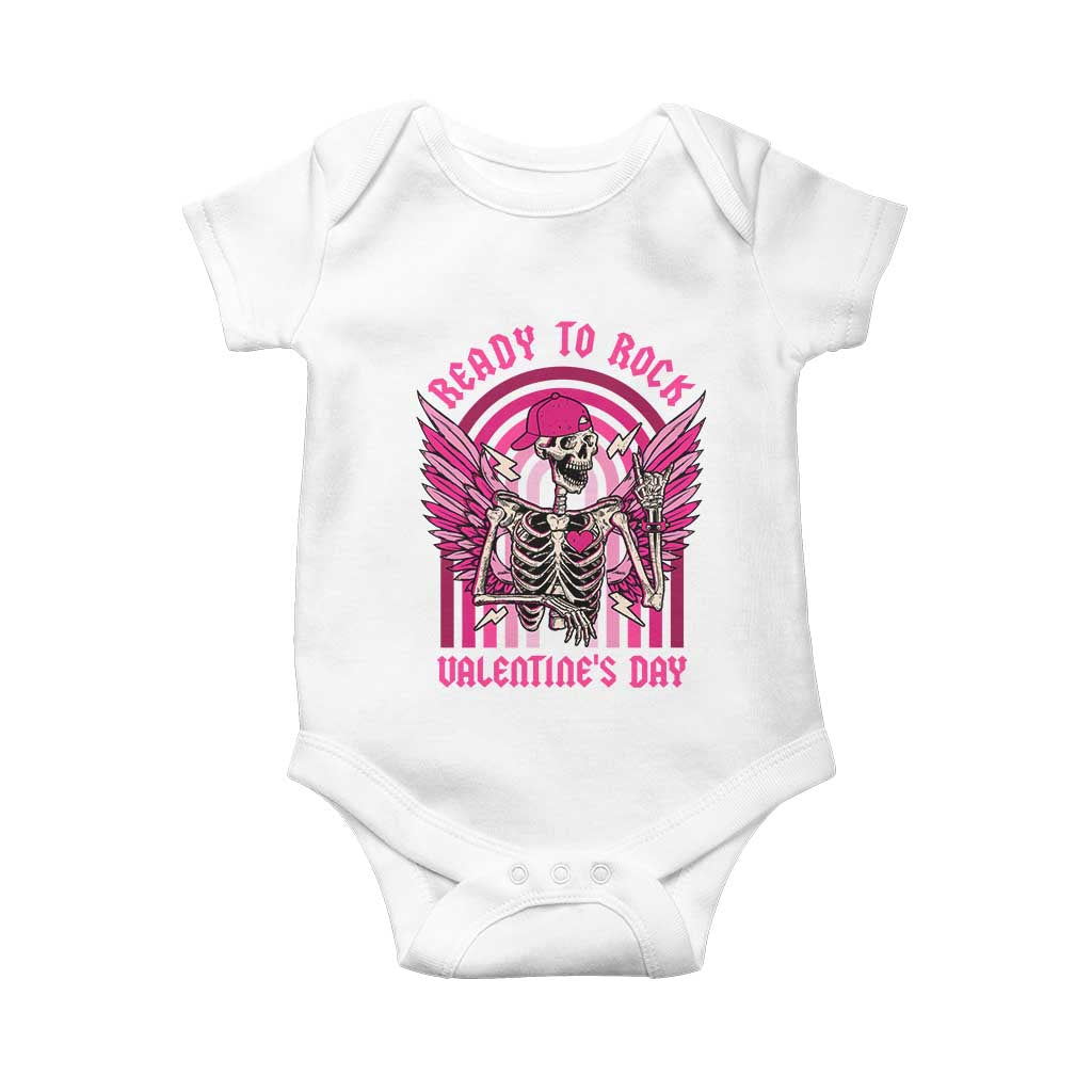 Skeleton Ready To Rock Valentine's Day Baby Onesie TS09 White Print Your Wear