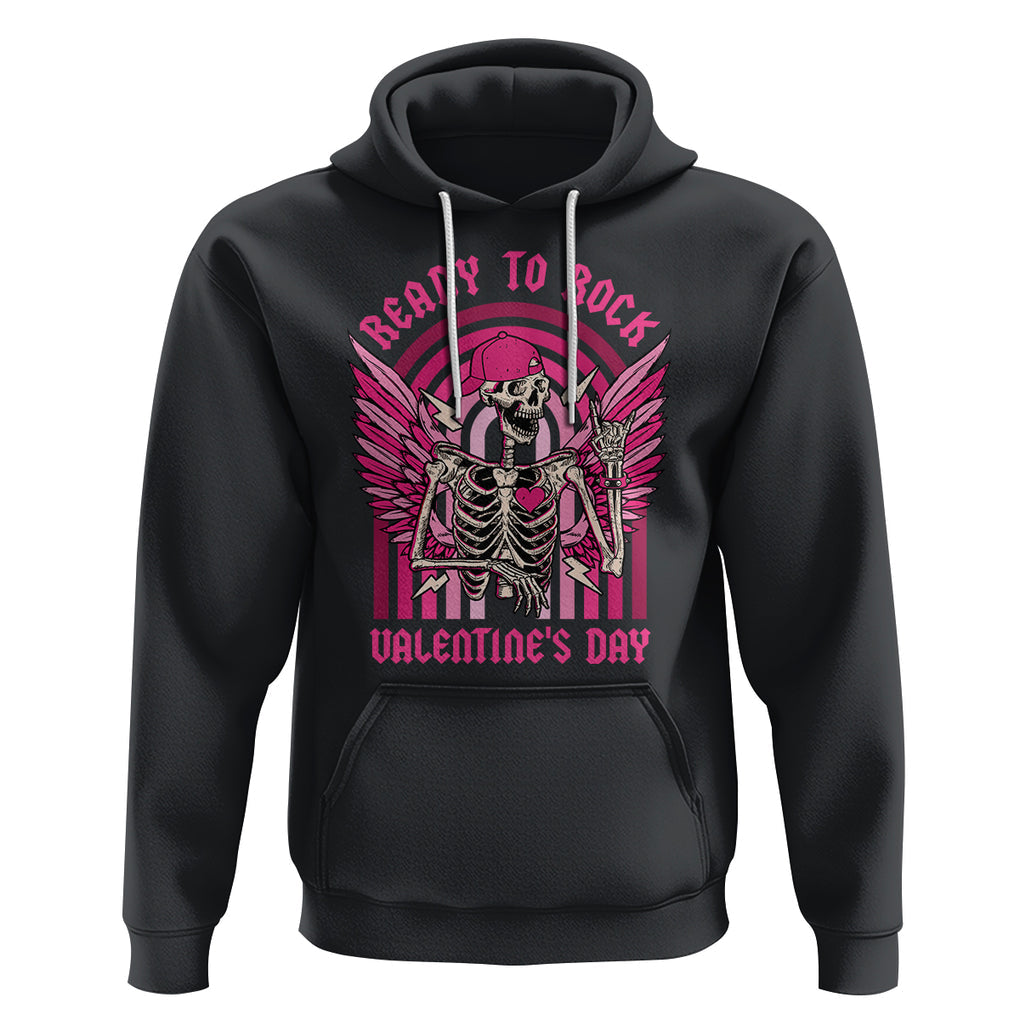 Skeleton Ready To Rock Valentine's Day Hoodie TS09 Black Printyourwear
