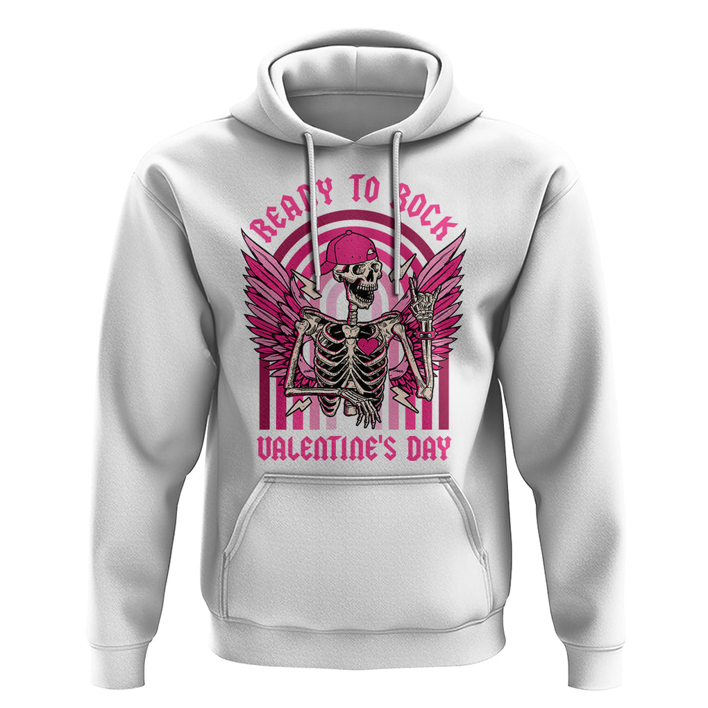 Skeleton Ready To Rock Valentine's Day Hoodie TS09 White Printyourwear