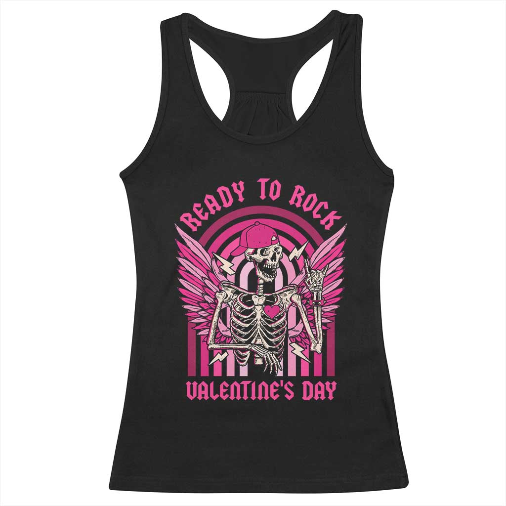 Skeleton Ready To Rock Valentine's Day Racerback Tank Top TS09 Black Print Your Wear