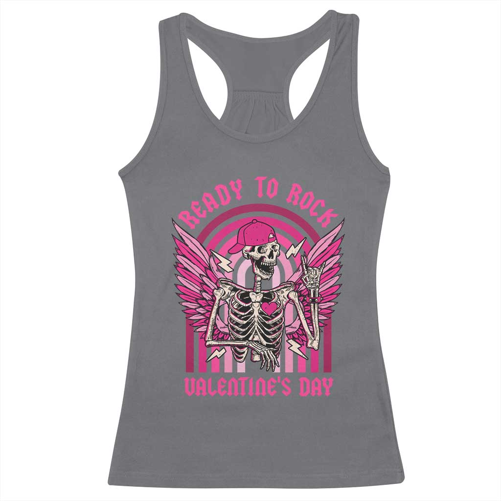 Skeleton Ready To Rock Valentine's Day Racerback Tank Top TS09 Charcoal Print Your Wear