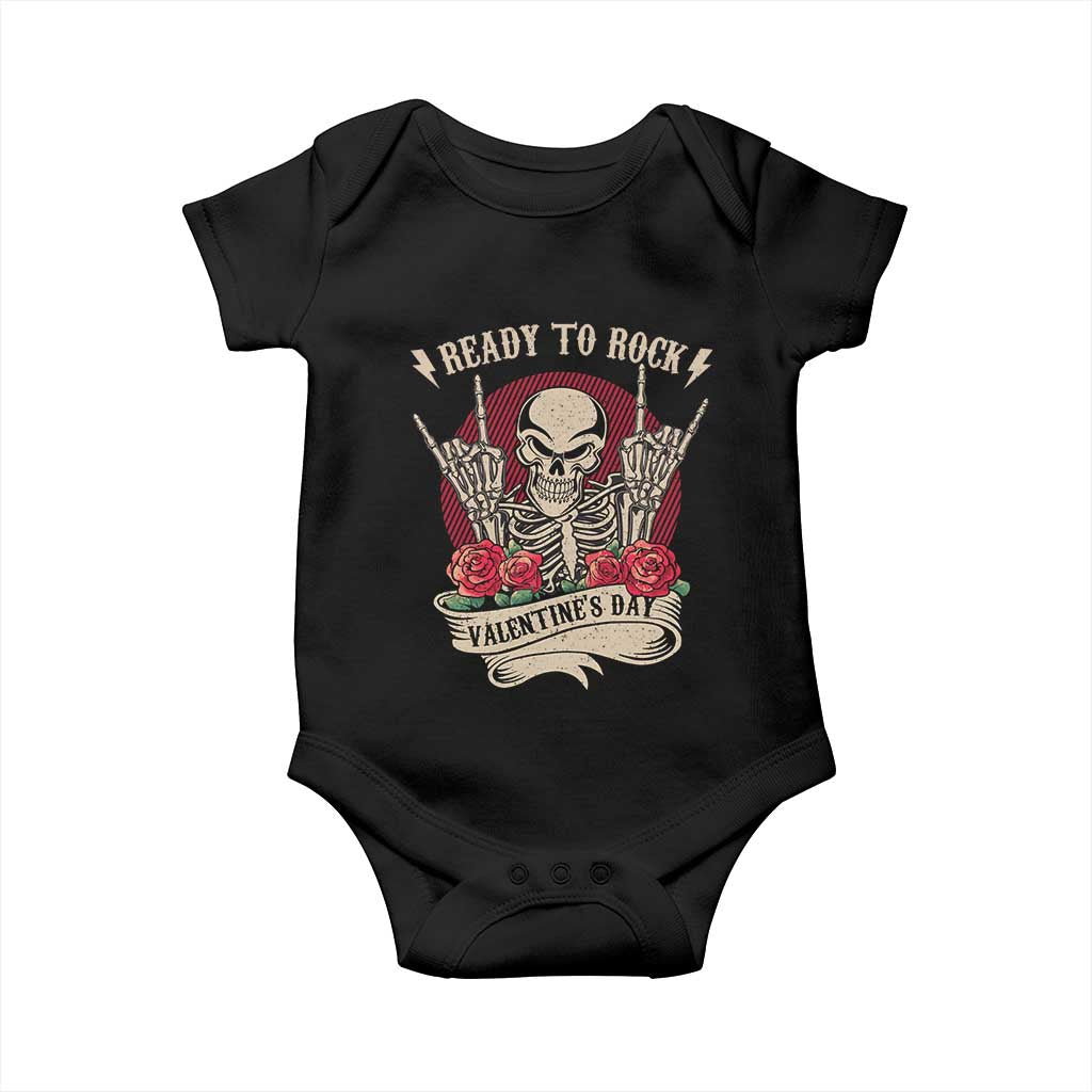 Funny Skeleton Ready To Rock Valentine's Day Baby Onesie TS09 Black Print Your Wear
