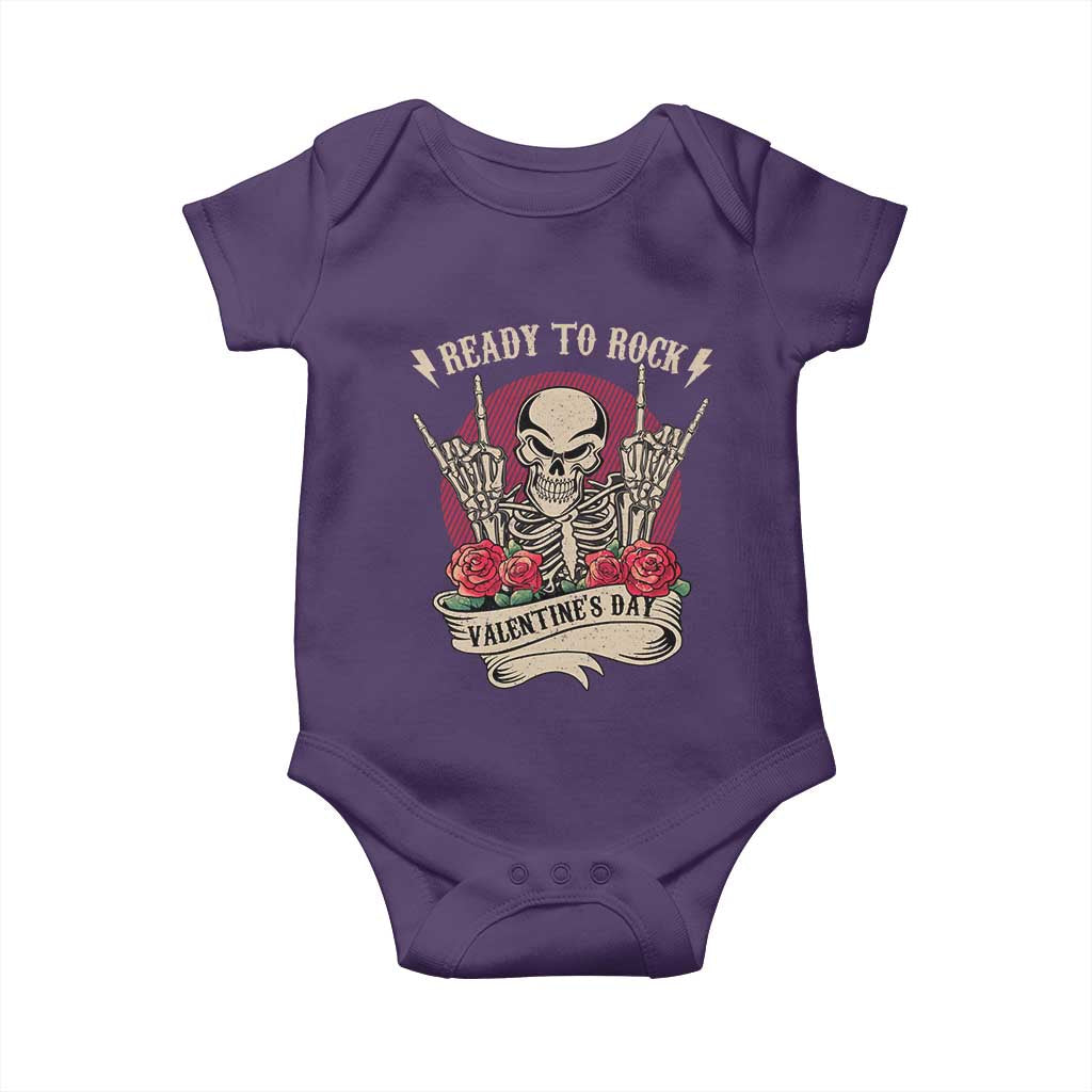 Funny Skeleton Ready To Rock Valentine's Day Baby Onesie TS09 Purple Print Your Wear