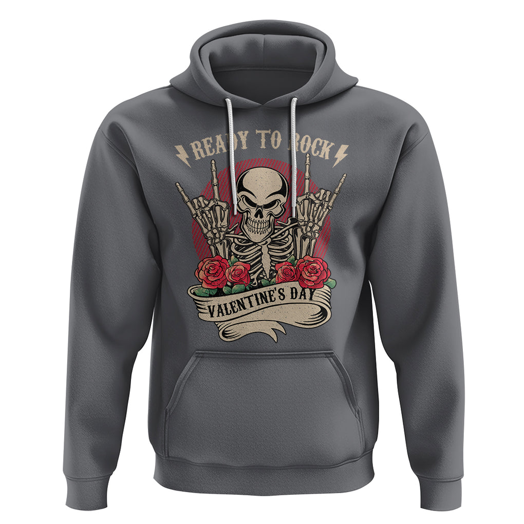 Skeleton Ready To Rock Valentine's Day Hoodie TS09 Charcoal Printyourwear