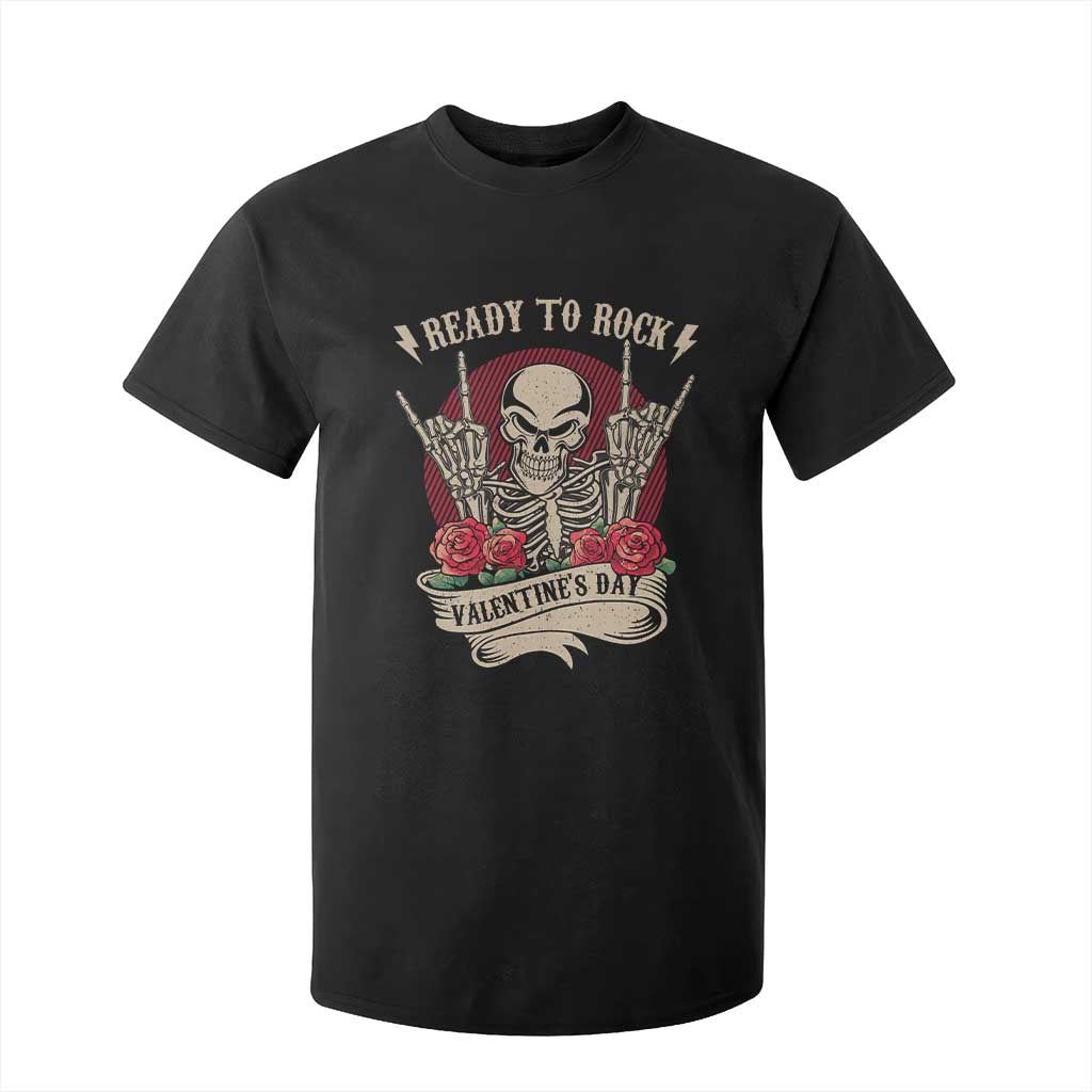 Funny Skeleton Ready To Rock Valentine's Day T Shirt For Kid TS09 Black Print Your Wear
