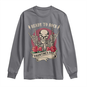 Funny Skeleton Ready To Rock Valentine's Day Long Sleeve Shirt TS09 Charcoal Print Your Wear