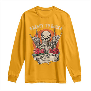 Funny Skeleton Ready To Rock Valentine's Day Long Sleeve Shirt TS09 Gold Print Your Wear