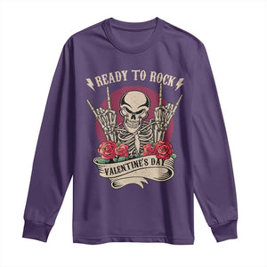 Funny Skeleton Ready To Rock Valentine's Day Long Sleeve Shirt TS09 Purple Print Your Wear