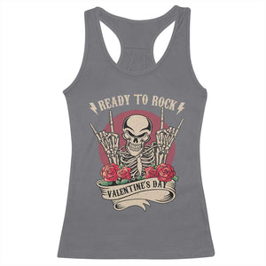 Funny Skeleton Ready To Rock Valentine's Day Racerback Tank Top TS09 Charcoal Print Your Wear