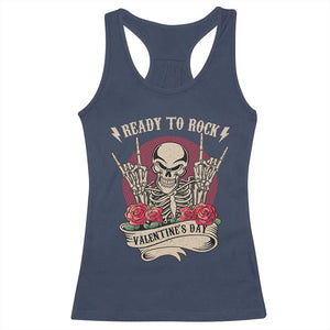 Funny Skeleton Ready To Rock Valentine's Day Racerback Tank Top TS09 Navy Print Your Wear