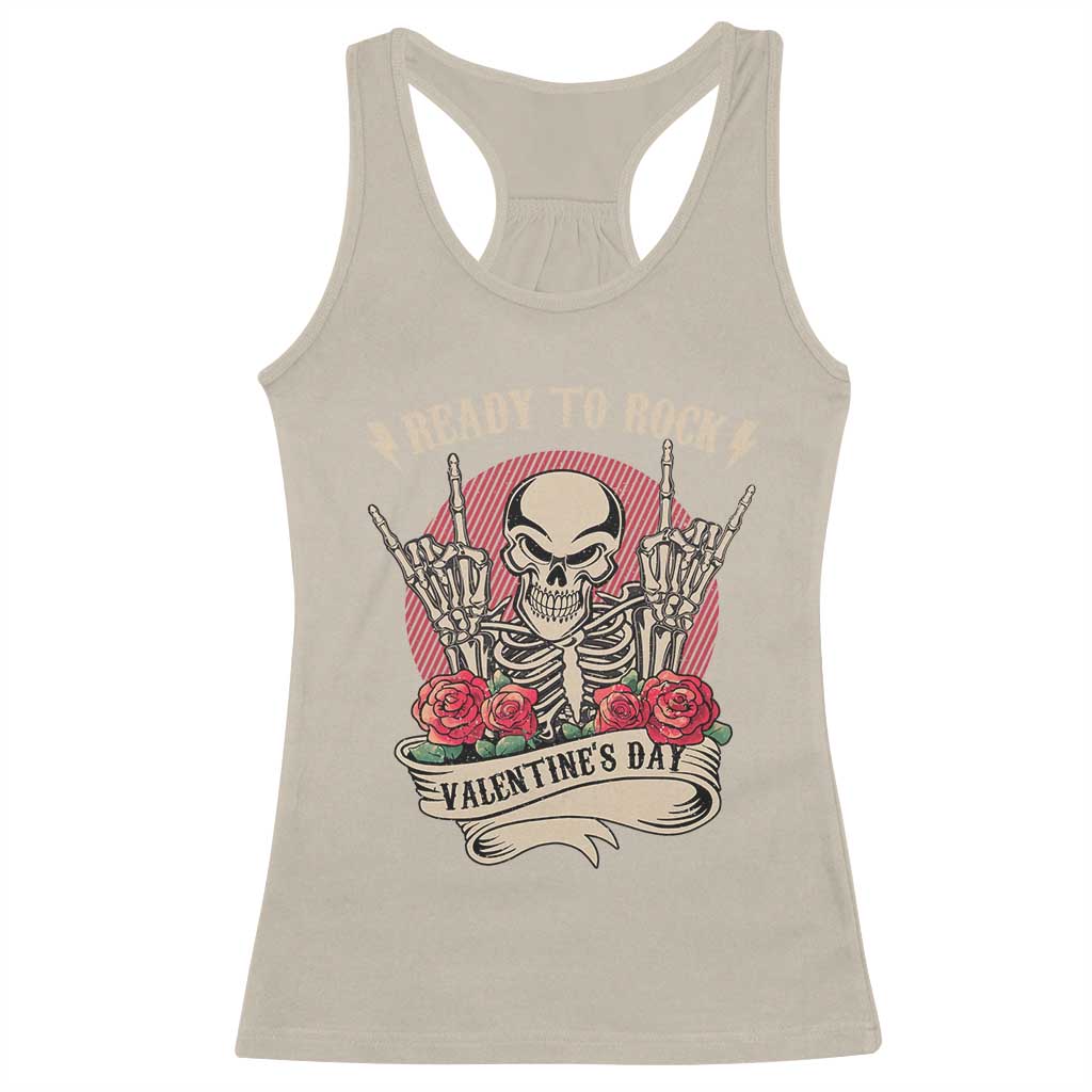 Funny Skeleton Ready To Rock Valentine's Day Racerback Tank Top TS09 Sand Print Your Wear