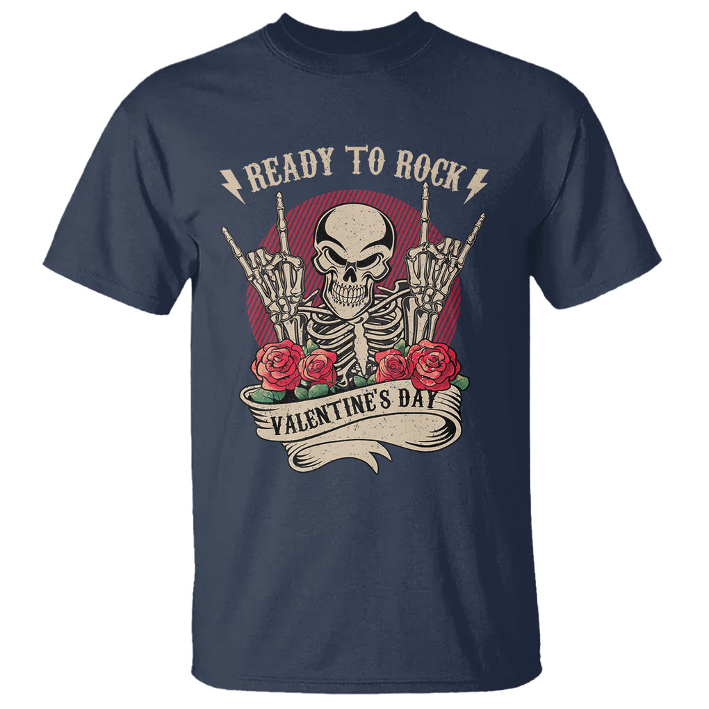 Skeleton Ready To Rock Valentine's Day T Shirt TS09 Navy Printyourwear