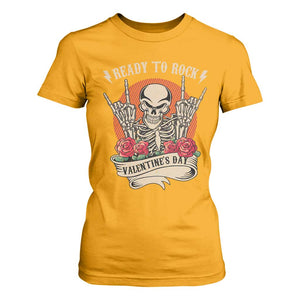 Funny Skeleton Ready To Rock Valentine's Day T Shirt For Women TS09 Gold Print Your Wear