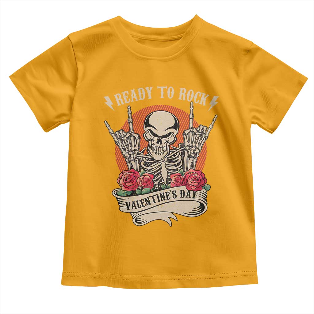 Funny Skeleton Ready To Rock Valentine's Day Toddler T Shirt TS09 Gold Print Your Wear