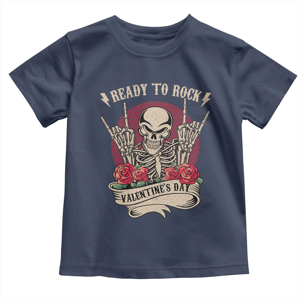 Funny Skeleton Ready To Rock Valentine's Day Toddler T Shirt TS09 Navy Print Your Wear