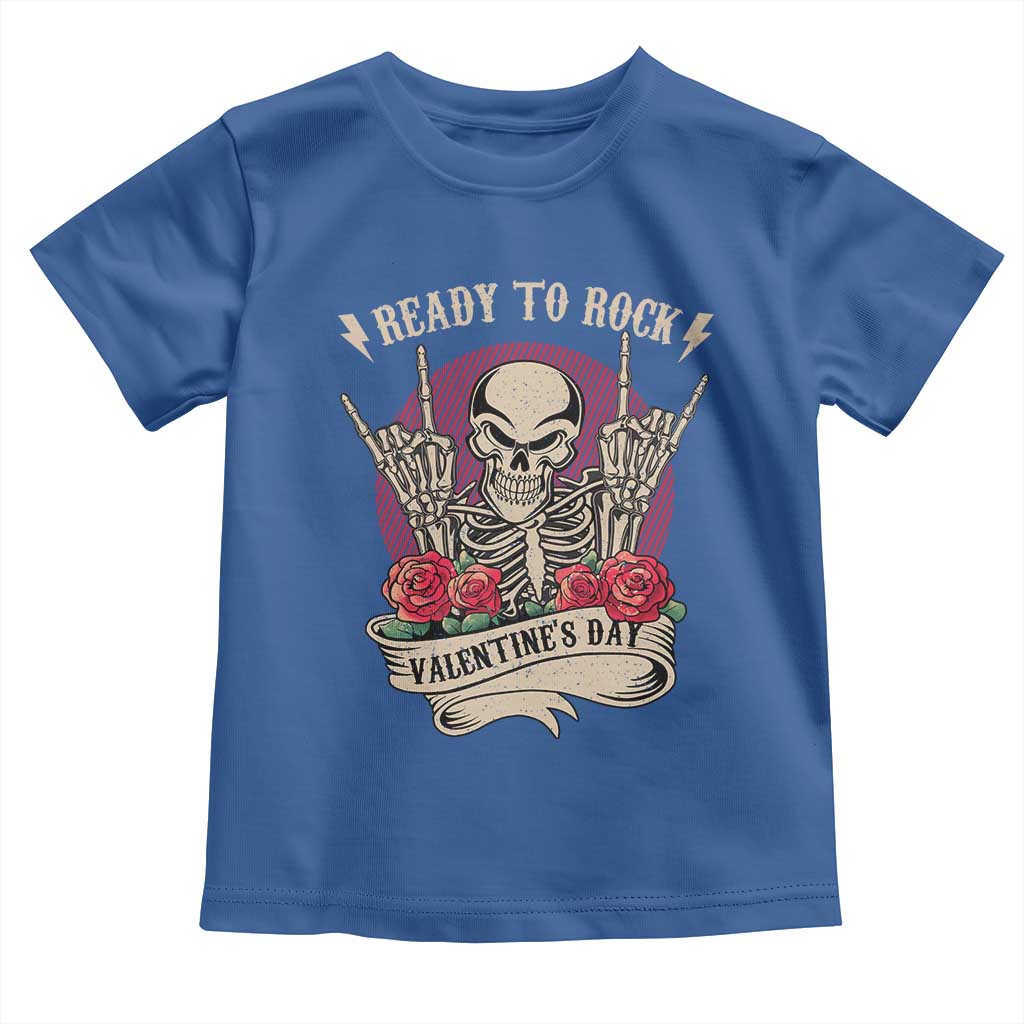 Funny Skeleton Ready To Rock Valentine's Day Toddler T Shirt TS09 Royal Blue Print Your Wear