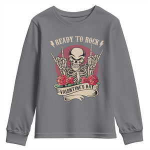 Funny Skeleton Ready To Rock Valentine's Day Youth Sweatshirt TS09 Charcoal Print Your Wear