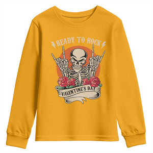 Funny Skeleton Ready To Rock Valentine's Day Youth Sweatshirt TS09 Gold Print Your Wear