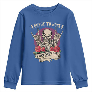 Funny Skeleton Ready To Rock Valentine's Day Youth Sweatshirt TS09 Royal Blue Print Your Wear