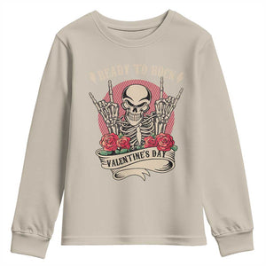 Funny Skeleton Ready To Rock Valentine's Day Youth Sweatshirt TS09 Sand Print Your Wear