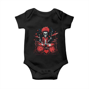 Valentine's Day Baby Onesie Cool Skeleton Drummer Rock Lover TS09 Black Print Your Wear