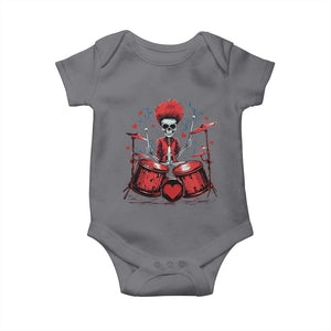 Valentine's Day Baby Onesie Cool Skeleton Drummer Rock Lover TS09 Charcoal Print Your Wear