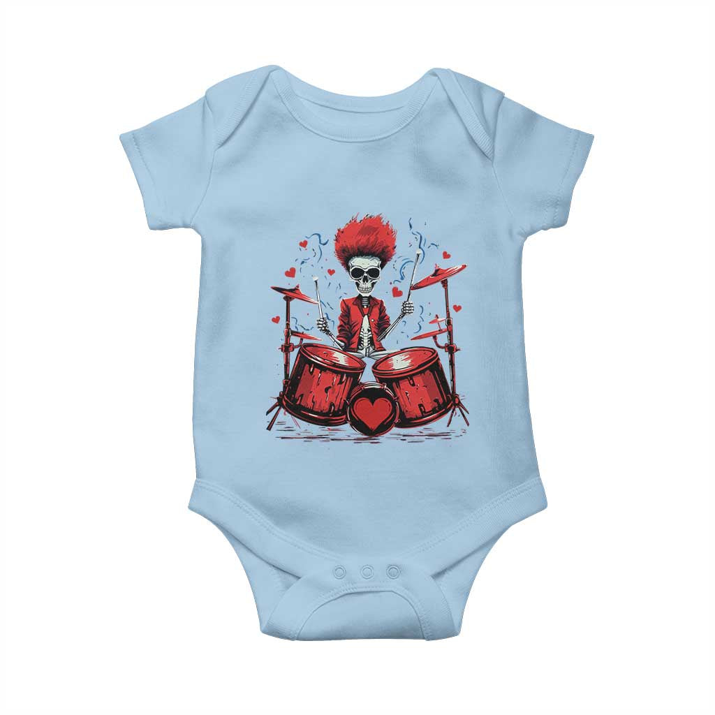 Valentine's Day Baby Onesie Cool Skeleton Drummer Rock Lover TS09 Light Blue Print Your Wear